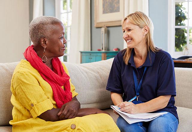 Patient speaking with a social worker